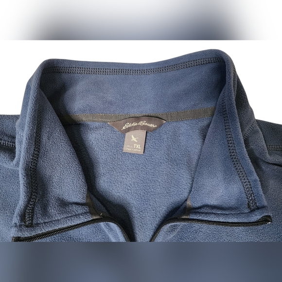 Eddie Bauer XLT Blue Quarter-Zip Fleece Pullover - Picture 2 of 8